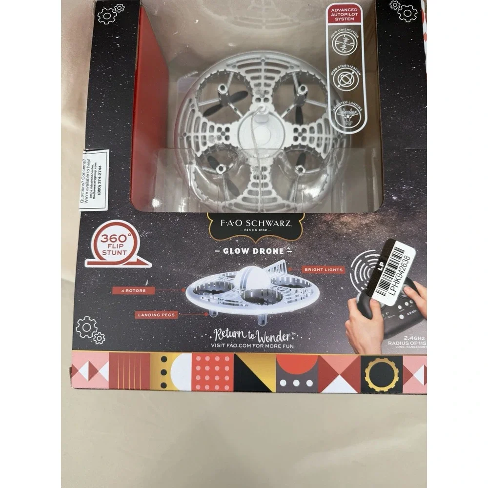 FAO Schwarz Glow Drone Remote Control LED Stunt UFO Drone Lights 360° Flips Gyro
